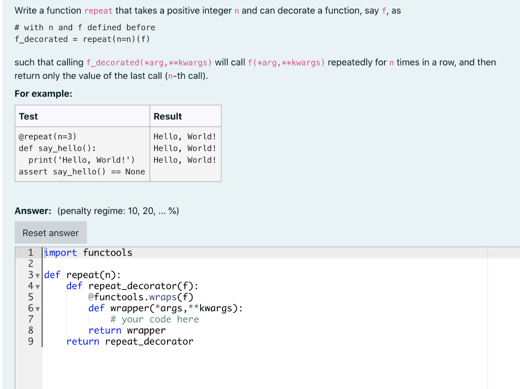 Solved Write a function repeat that takes a positive integer | Chegg.com
