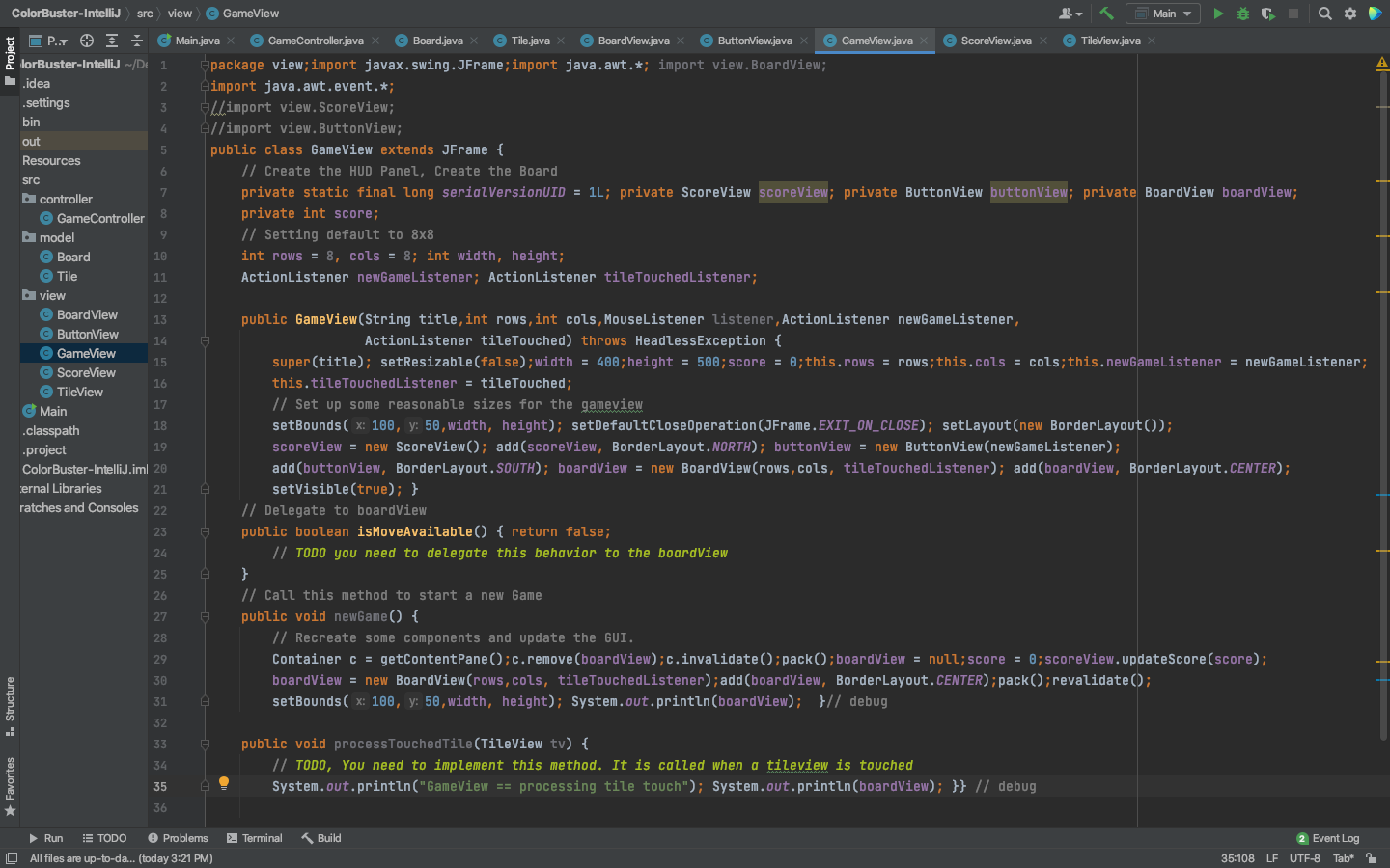 src Q А Main ColorBuster-IntelliJ controller | Chegg.com