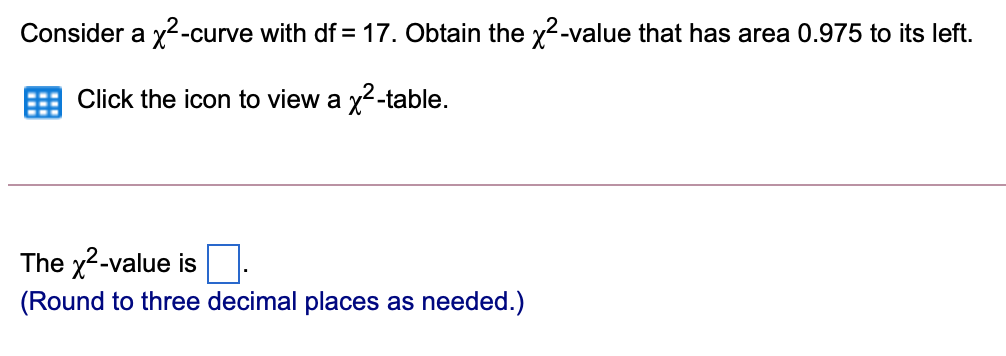 Solved Consider a x2-curve with df = 17. Obtain the x2-value | Chegg.com