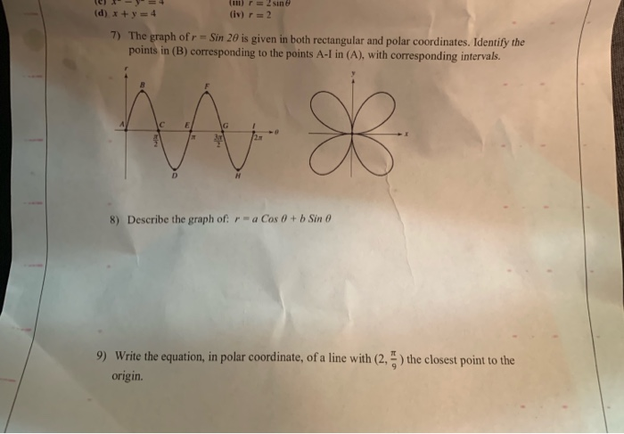 7) The graph of r-Sin 2θ is given in both rectangular | Chegg.com