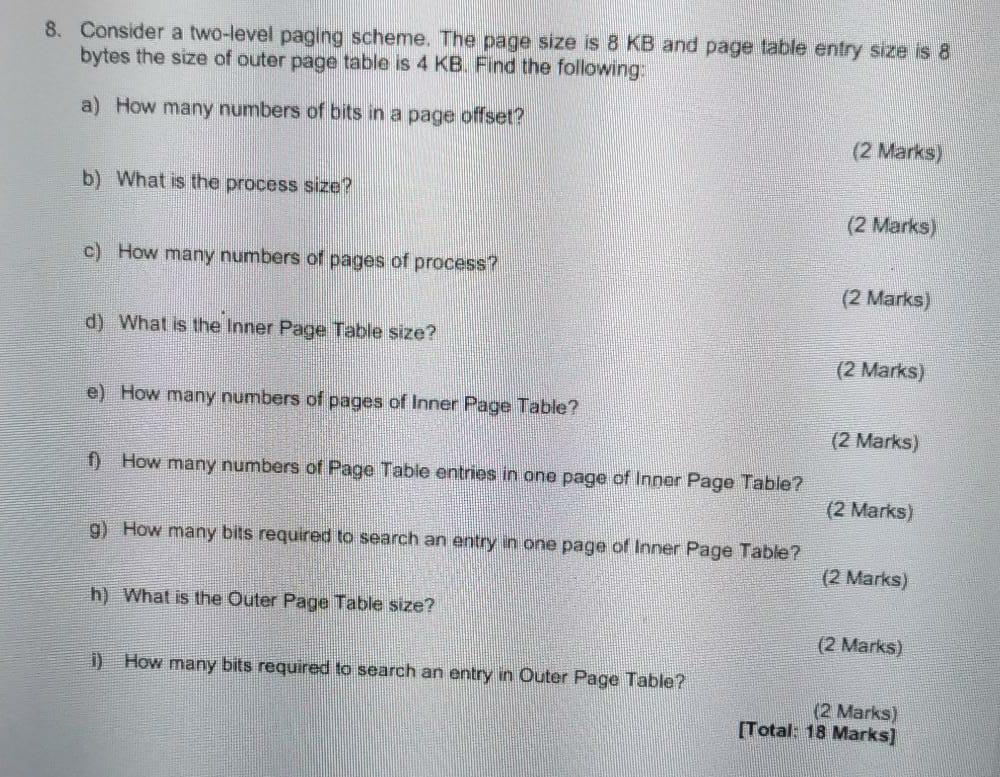 Solved 8. Consider a twolevel paging scheme. The page size