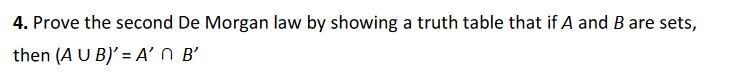Solved 4. Prove The Second De Morgan Law By Showing A Truth | Chegg.com