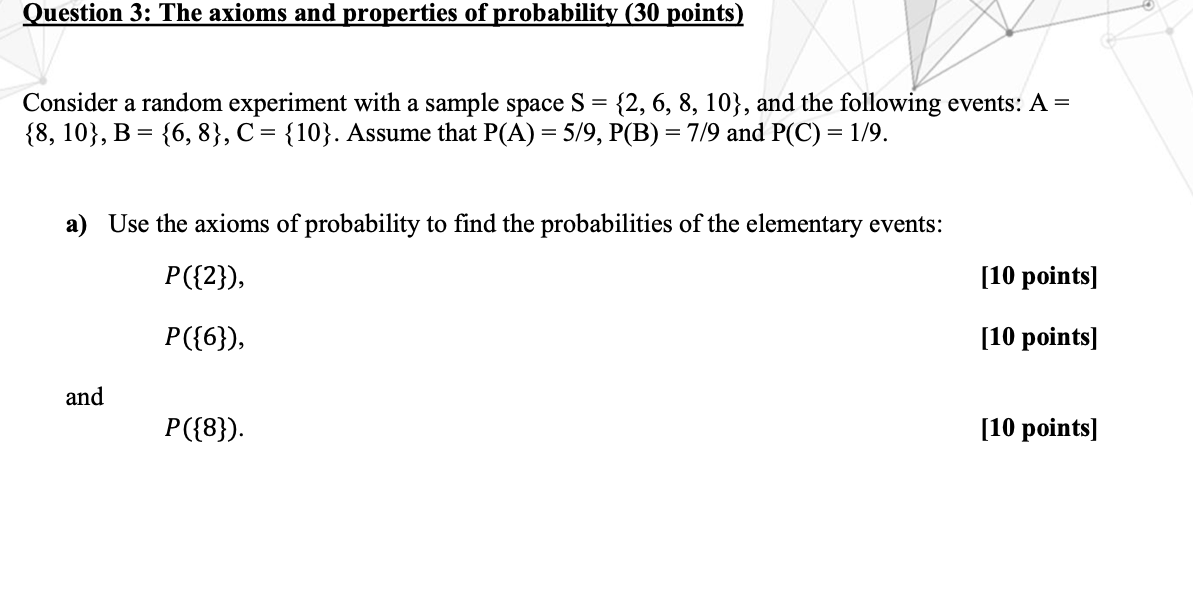 Solved Question 3: The Axioms And Properties Of Probability | Chegg.com