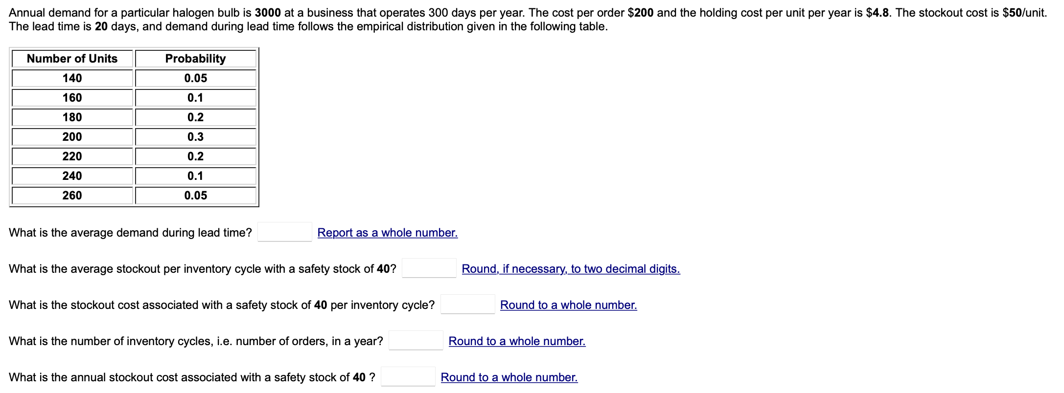 Solved What is the average demand during lead time? Report