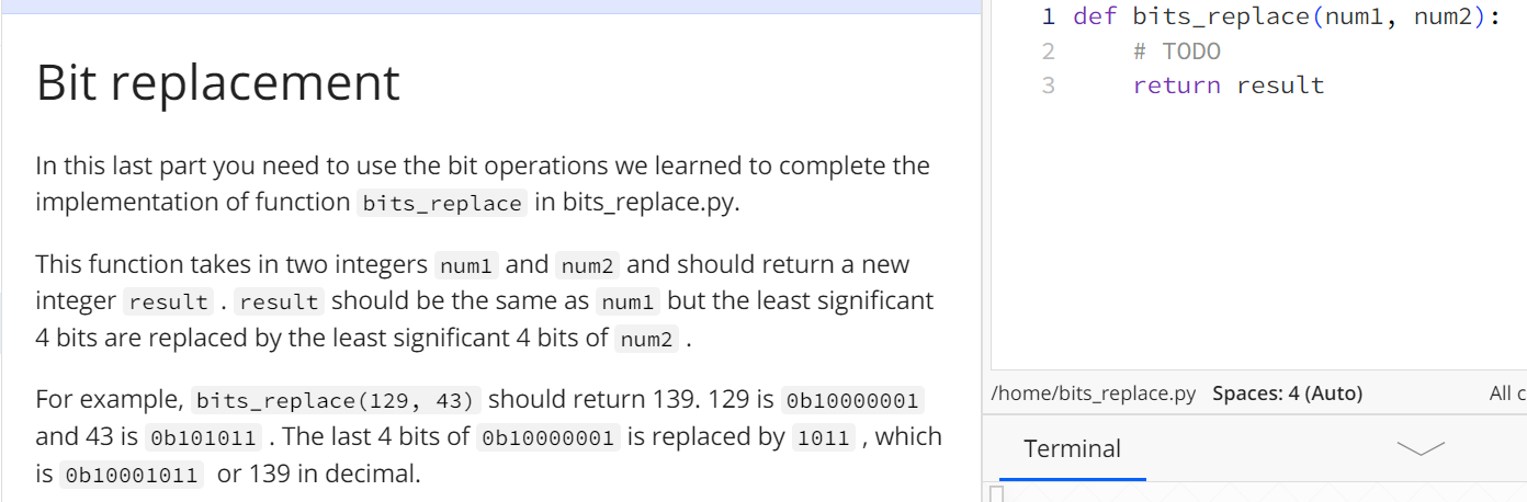 Solved Bit replacement In this last part you need to use the | Chegg.com