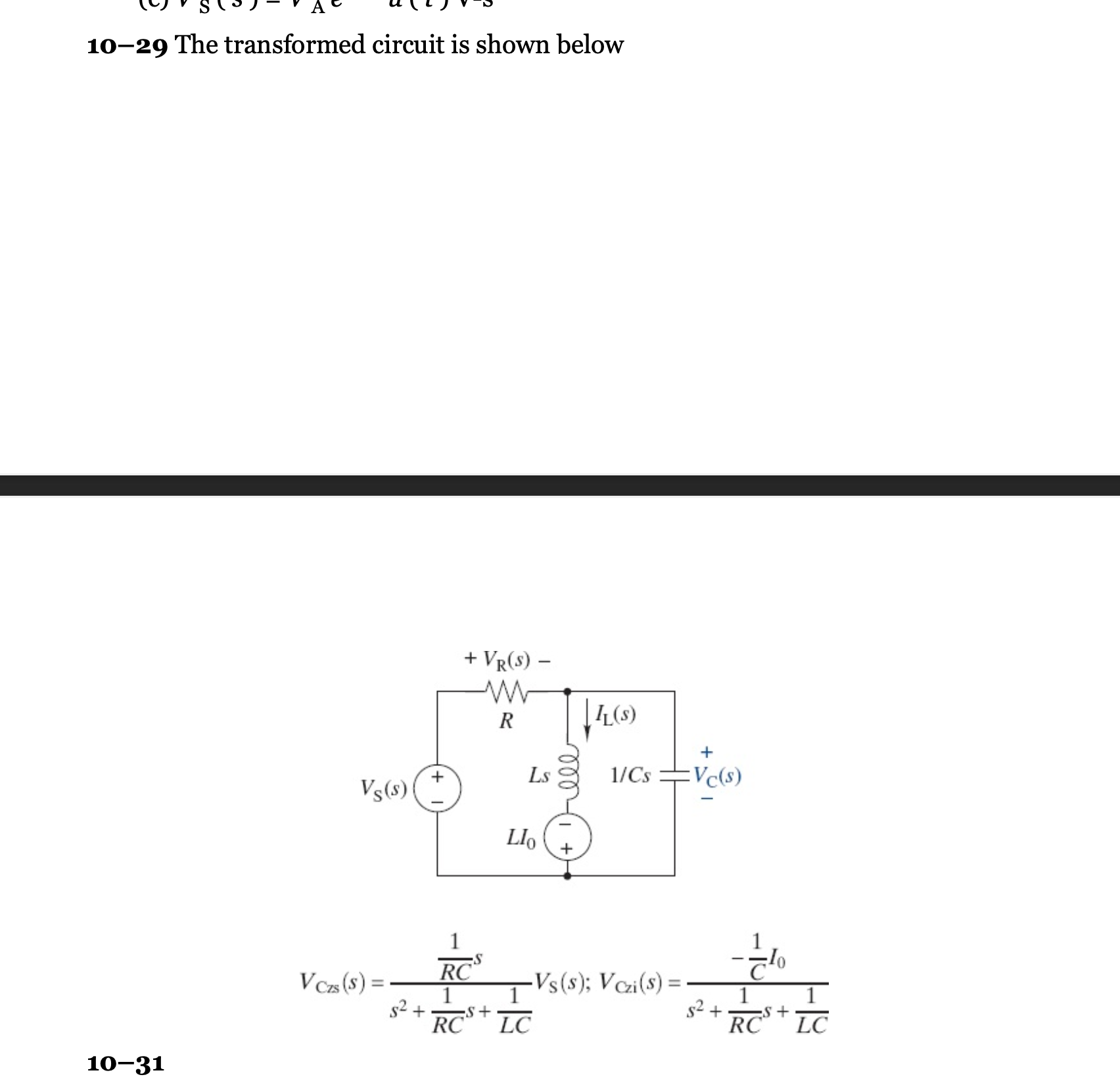 Solved ans 10-29 The initial conditions for the circuit in | Chegg.com