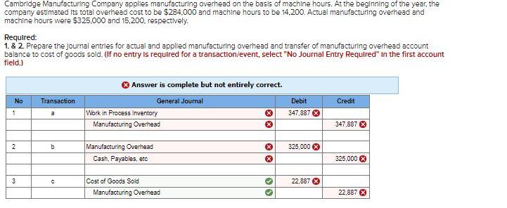 Solved Cambridge Manufacturing Company applies manufacturing | Chegg.com