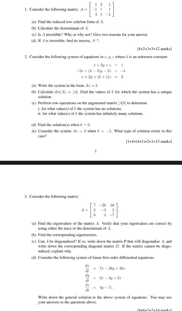 Solved 4. Give an example of a 3×3 matrix A with the | Chegg.com