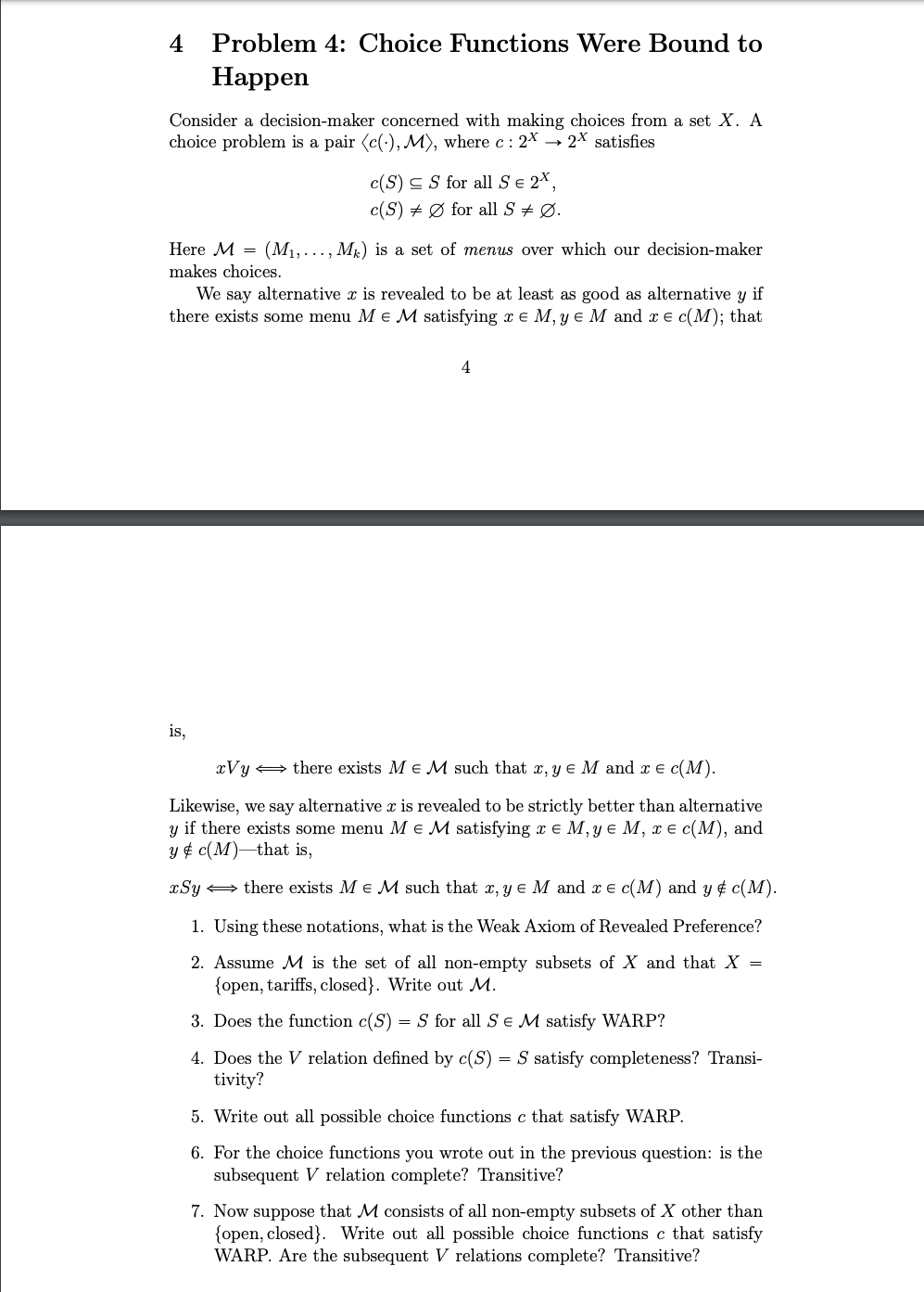 4 Problem 4 Choice Functions Were Bound To Happen Chegg Com