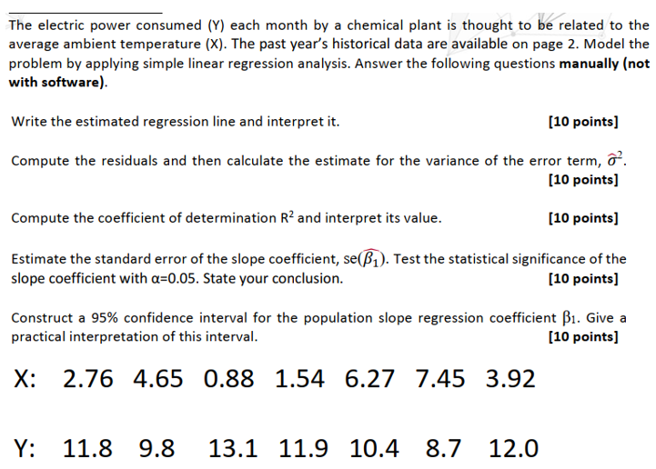 Solved The electric power consumed (Y) each month by a