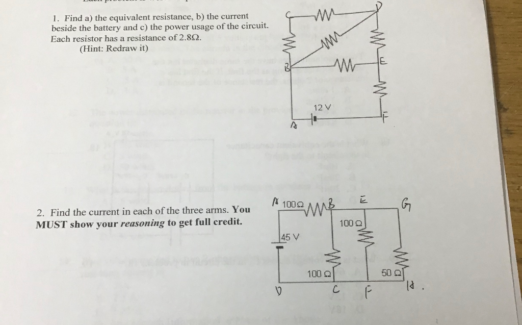 Solved 1. Find A) The Equivalent Resistance, B) The Current | Chegg.com