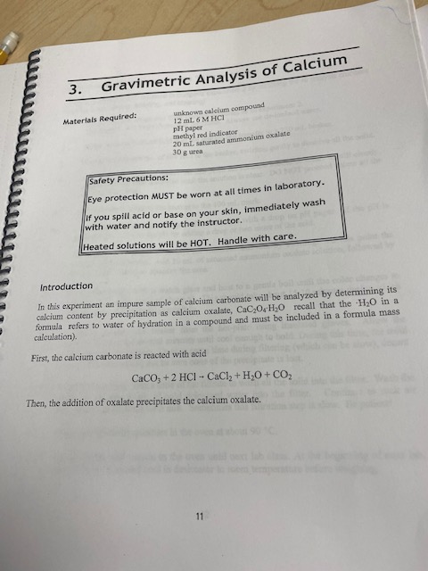 gravimetric determination of calcium