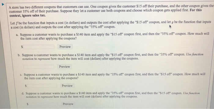 Solved A Store Has Two Different Coupons That Customers Can Chegg solved-a-store-has-two-different-coupons-that-customers-can-chegg
