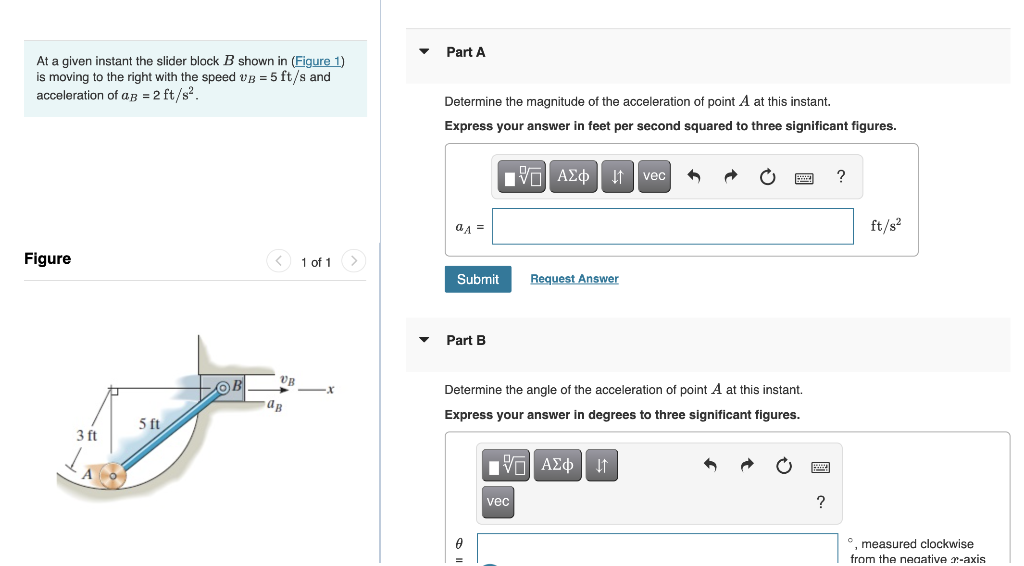 Solved Part A At A Given Instant The Slider Block B Shown In 