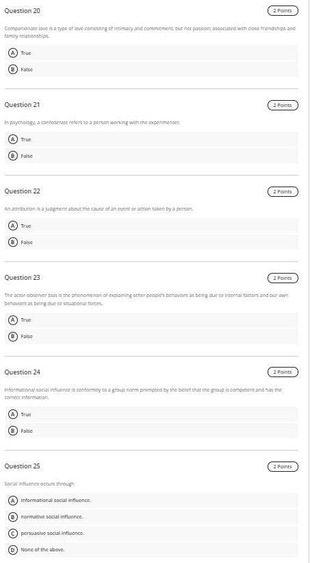 Solved Question 20 a 2 Points Companionate love is a type of | Chegg.com