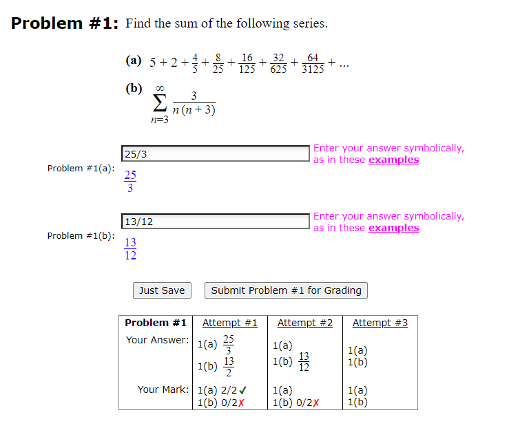 Solved Problem \# 1: Find the sum of the following series. | Chegg.com