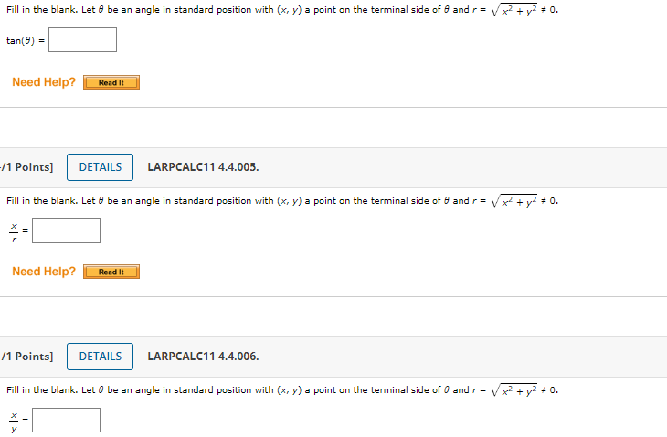Solved Fill in the blank. Let θ be an angle in standard | Chegg.com