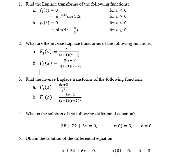 Solved 1. Find the Laplace transforms of the following | Chegg.com