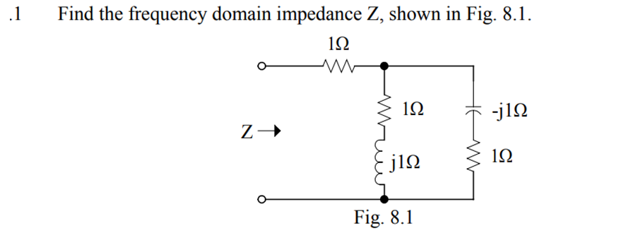 Solved .1 Find the frequency domain impedance Z, shown in | Chegg.com