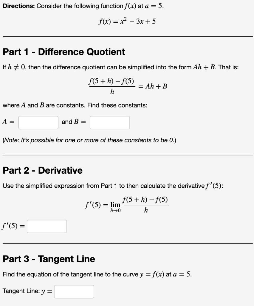 Solved Directions: Consider the following function f(x) at a | Chegg.com