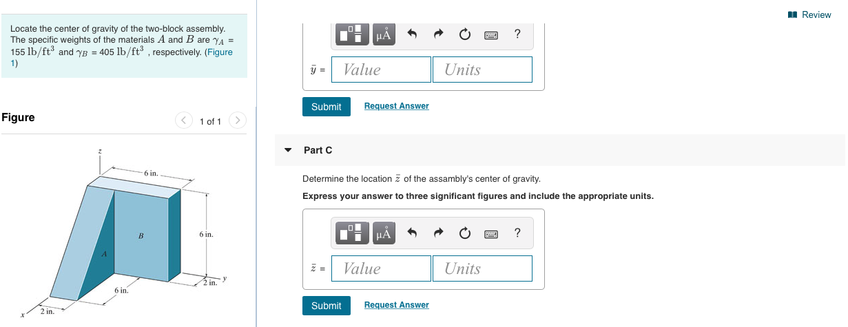Solved Locate the center of gravity of the two-block | Chegg.com