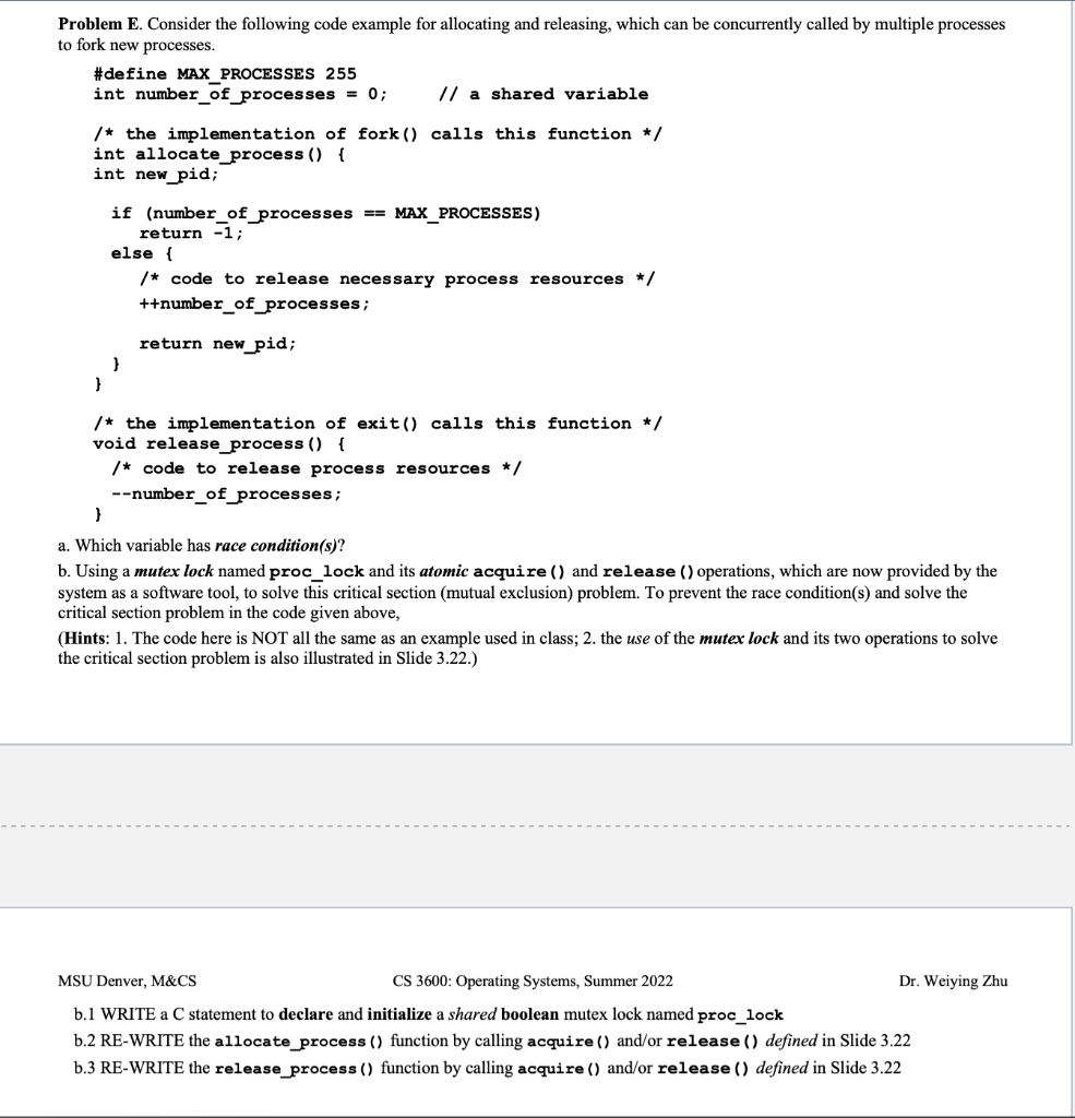 Solved Problem E. Consider the following code example for | Chegg.com