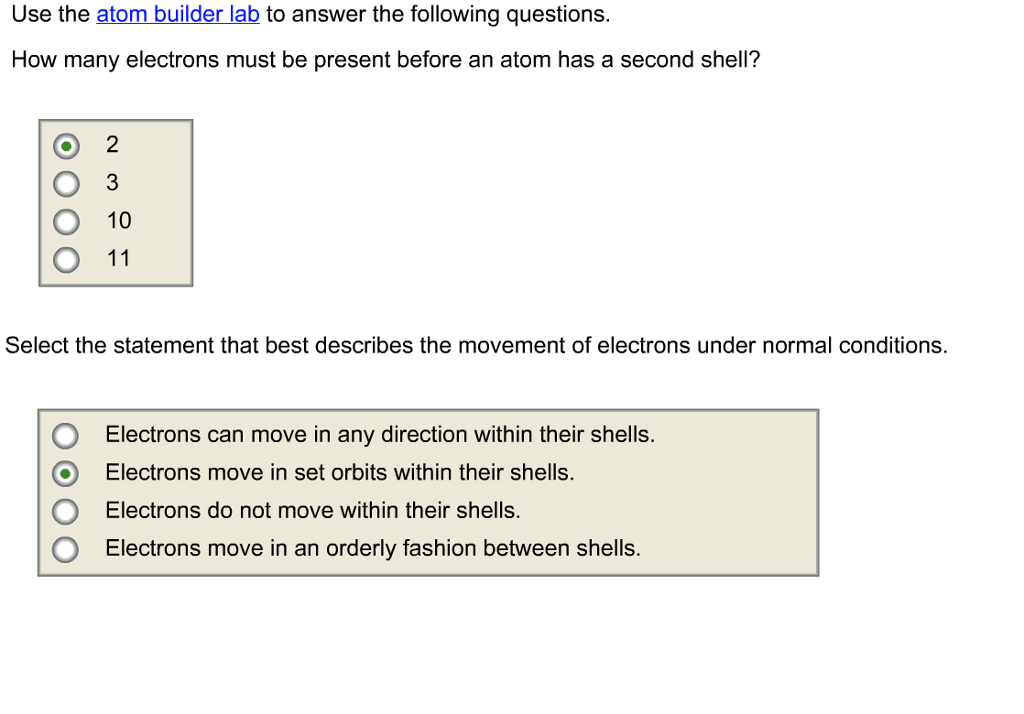 Solved Use the atom builder lab to answer the following | Chegg.com