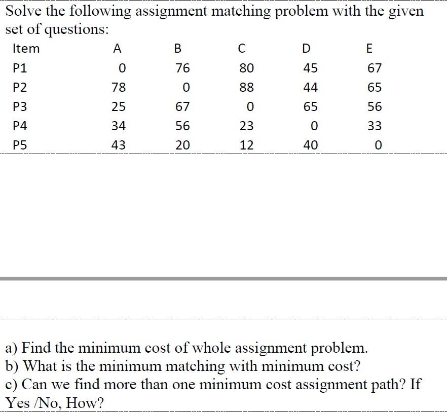 assignment matching exercise 23.01