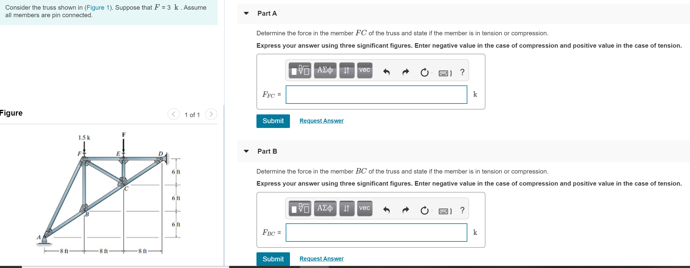 Solved Consider the truss shown in (Figure 1). Suppose that | Chegg.com
