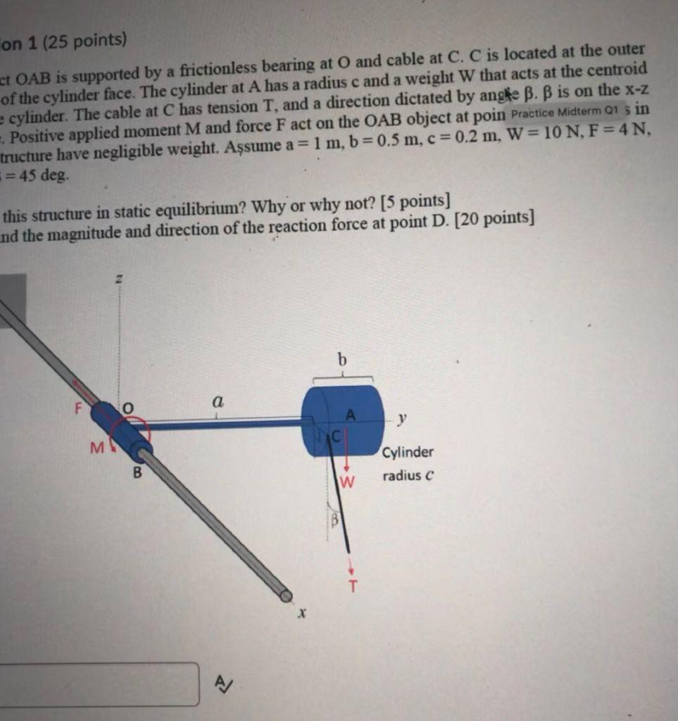 Solved Question 1 (25 Points) Object OAB Is Supported By A | Chegg.com