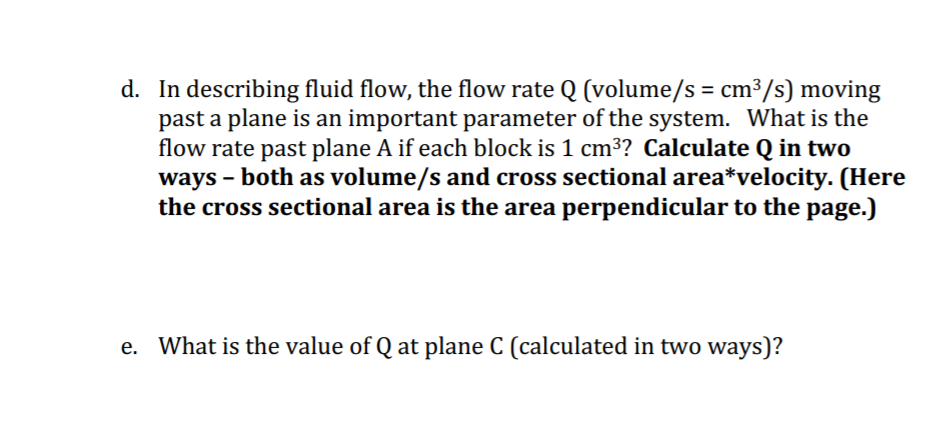 Solved d. In describing fluid flow, the flow rate Q | Chegg.com