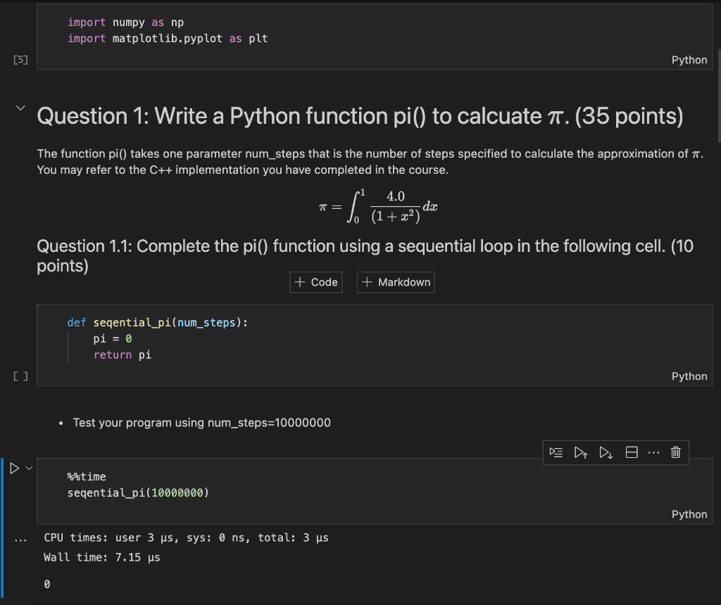 Solved Import Numpy As Np Import Matplotlib Pyplot As Plt Chegg Com