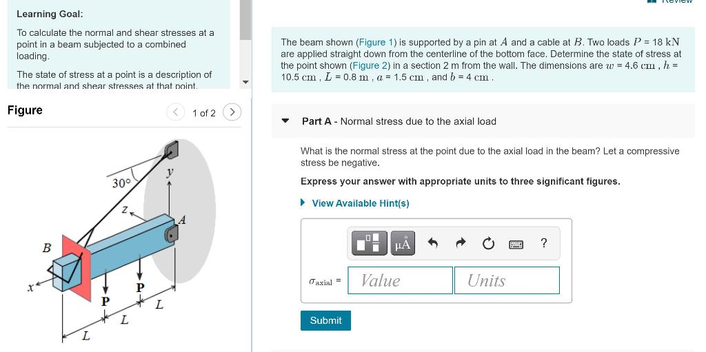 Solved Learning Goal: To calculate the normal and shear | Chegg.com
