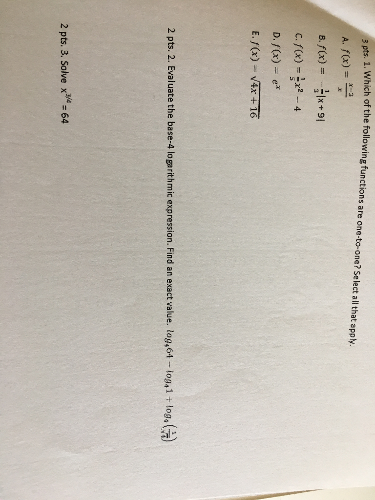 Solved a ots. 1. Which of the following functions are | Chegg.com