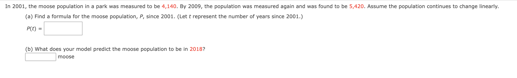 Solved (a) Find a formula for the moose population, P, since | Chegg.com