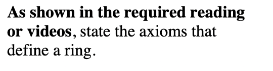 Solved As shown in the required reading or videos, state the | Chegg.com