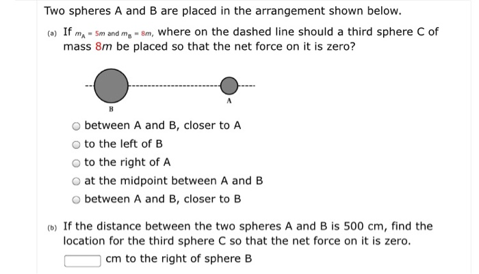 Solved Two Spheres A And B Are Placed In The Arrangement | Chegg.com