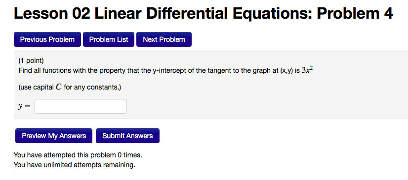 Solved Lesson 02 Linear Differential Equations: Problem 4 | Chegg.com