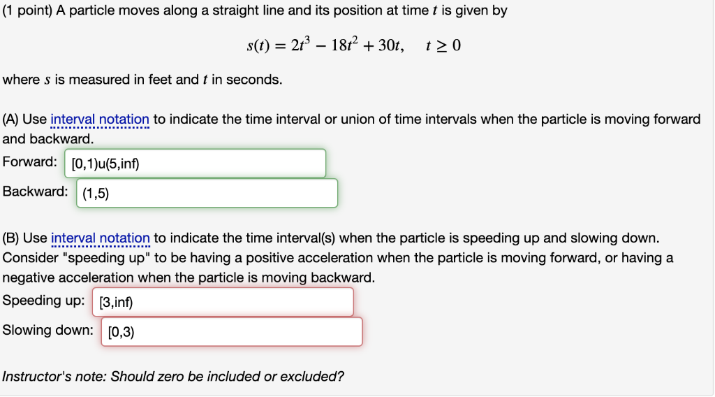 Solved (1 Point) A Particle Moves Along A Straight Line And | Chegg.com