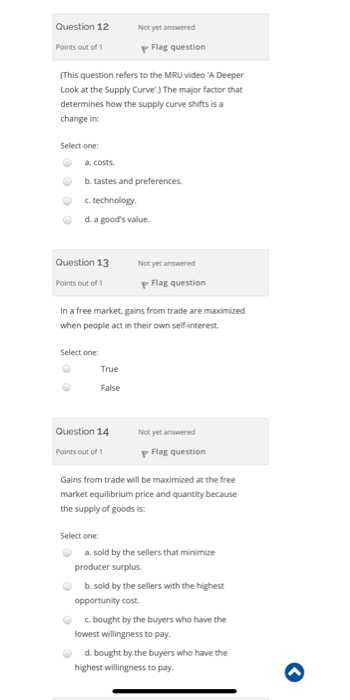 Solved Question 12 Not yet answered Points out of 1 F Flag | Chegg.com