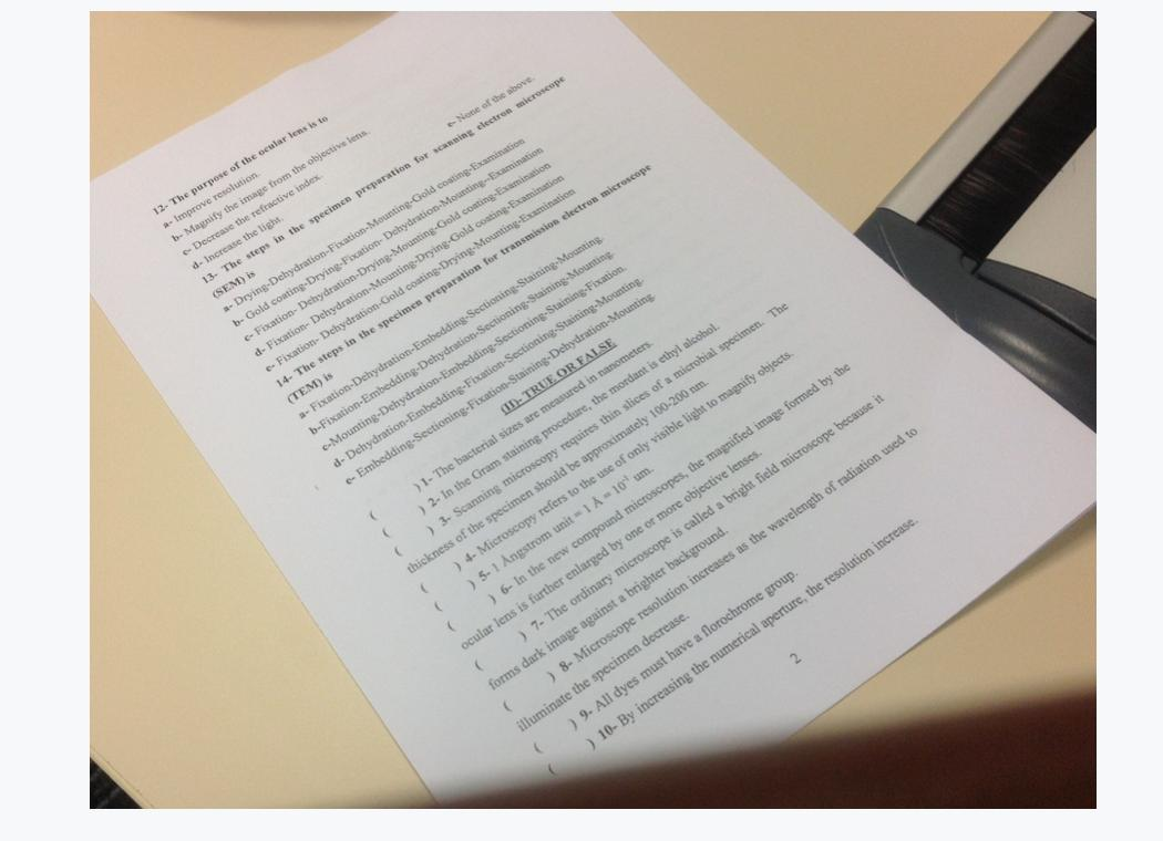 Solved 12 The purpose of the scular lens is to Improve Chegg com