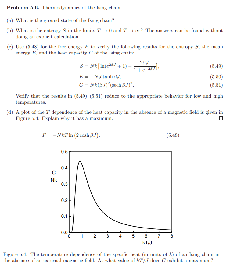 Problem 5.6. Thermodynamics Of The Ising Chain (a) | Chegg.com