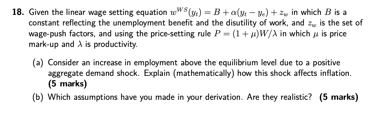 18-given-the-linear-wage-setting-equation-wws-yt-chegg