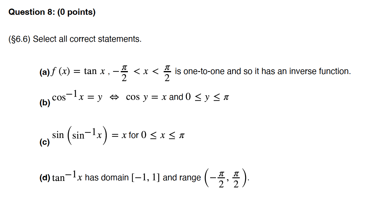 Solved (\$6.6) Select all correct statements. (a) | Chegg.com