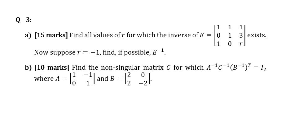 Solved Q 3 1 0 1 A 15 Marks Find All Values Ofr For W Chegg Com