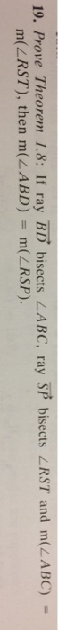 Solved If ray BD vector bisects ABC, ray SP vector bisects | Chegg.com
