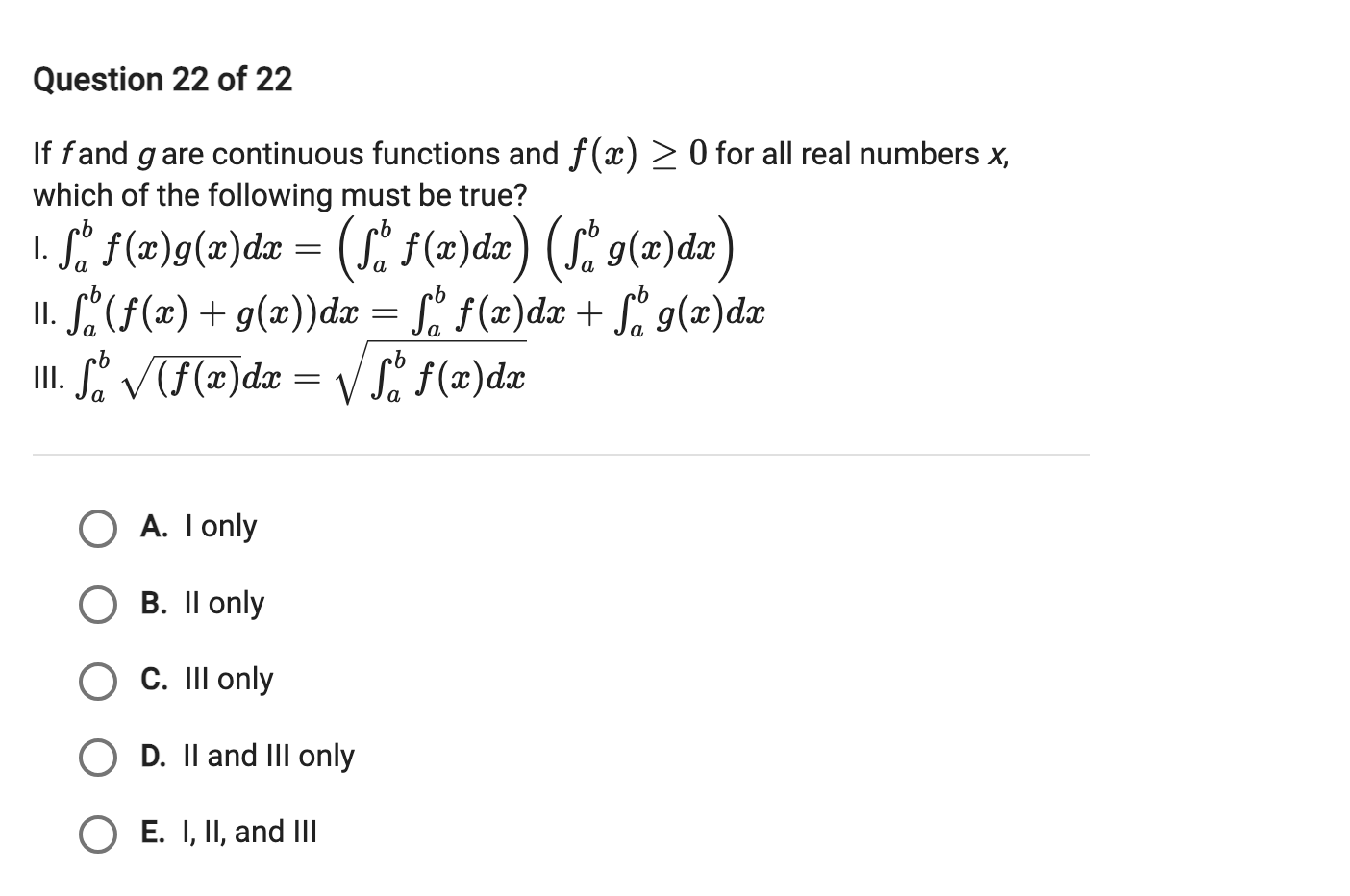 Question 22 ﻿of 22If f ﻿and g ﻿are continuous | Chegg.com