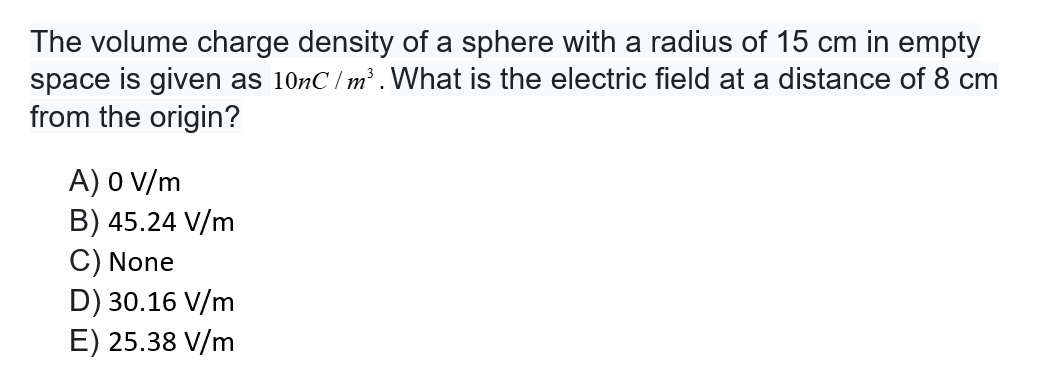 Solved The Volume Charge Density Of A Sphere With A Radius