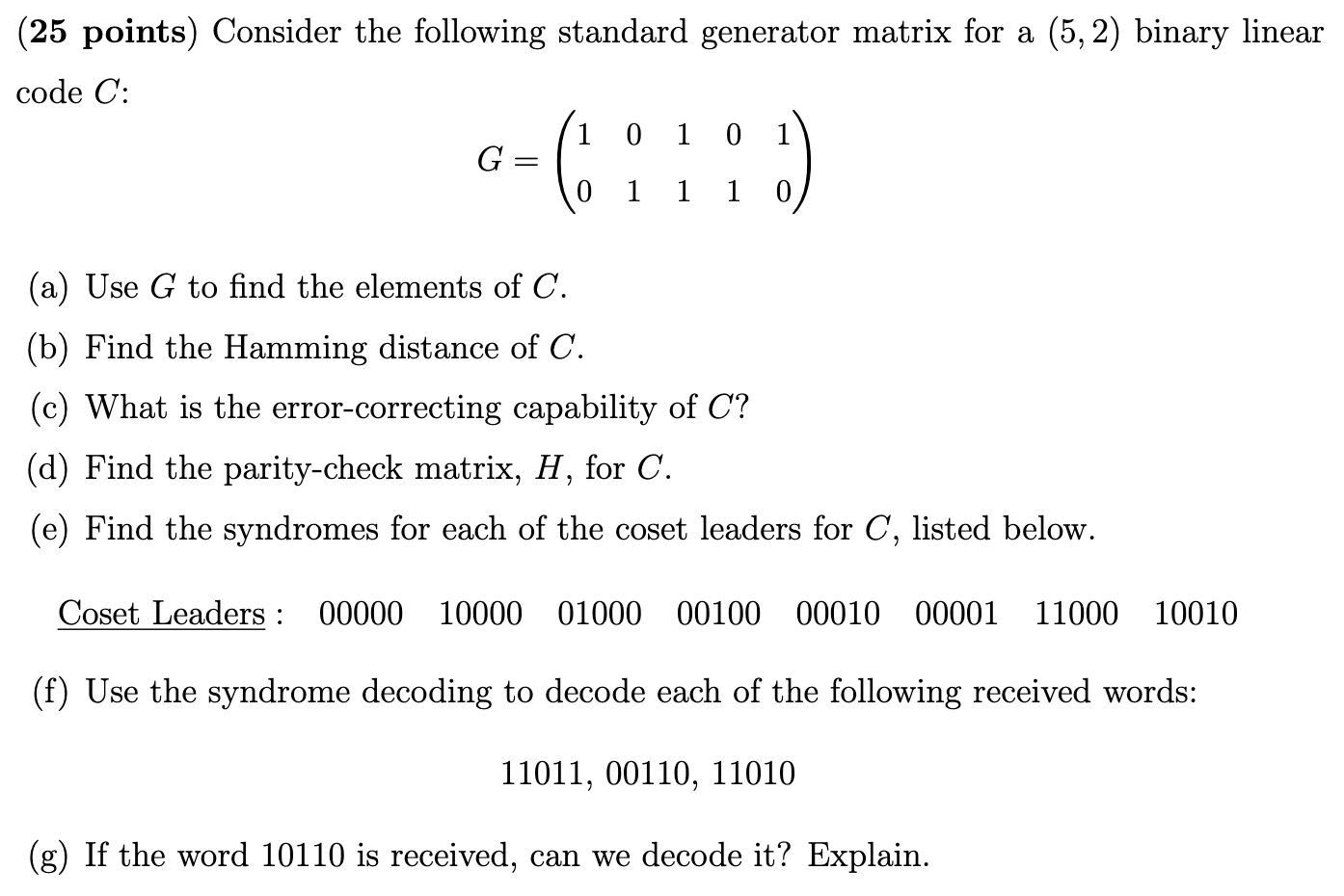 Solved (25 points) Consider the following standard generator | Chegg.com