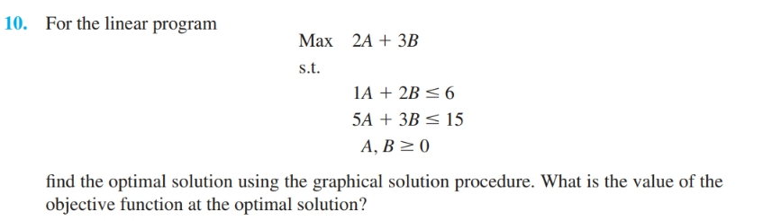 10. For the linear program Max s.t. | Chegg.com